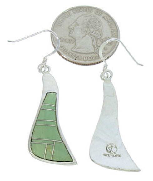 Sterling Silver Turquoise Inlay Southwestern Hook Earrings MW73383