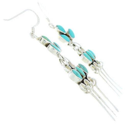 Southwest Sterling Silver Turquoise Hook Earrings MW73384