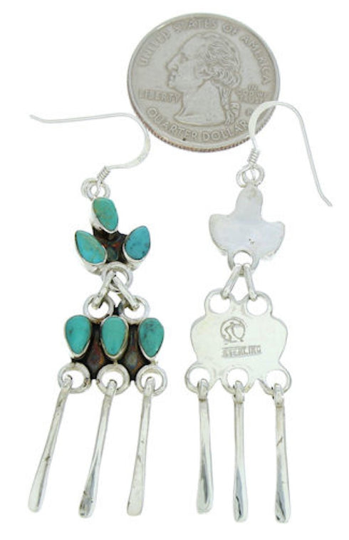 Southwest Sterling Silver Turquoise Hook Earrings MW73384