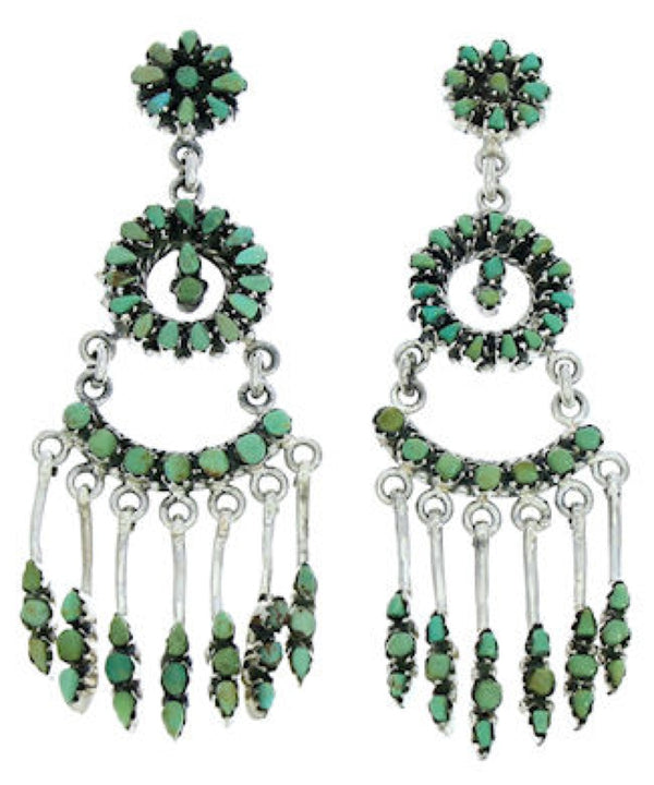 Sterling Silver Southwestern Turquoise Post Dangle Earrings GS73329