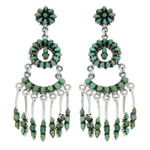 Sterling Silver Southwestern Turquoise Post Dangle Earrings GS73329