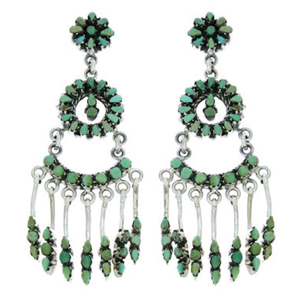 Sterling Silver Southwestern Turquoise Post Dangle Earrings GS73329