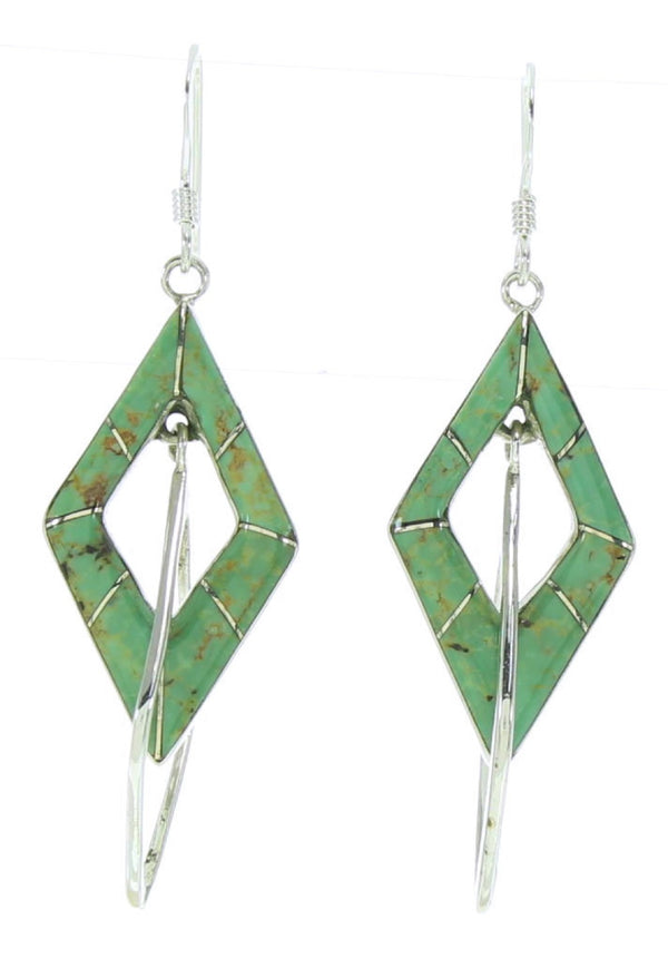 Southwestern Silver Turquoise Hook Dangle Earrings GS73354