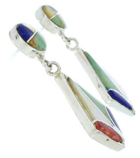 Multicolor Inlay Jewelry Sterling SIlver Post Dangle Earrings BW74233