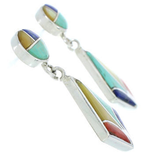 Multicolor Inlay Jewelry Southwest Post Dangle Earrings BW74272