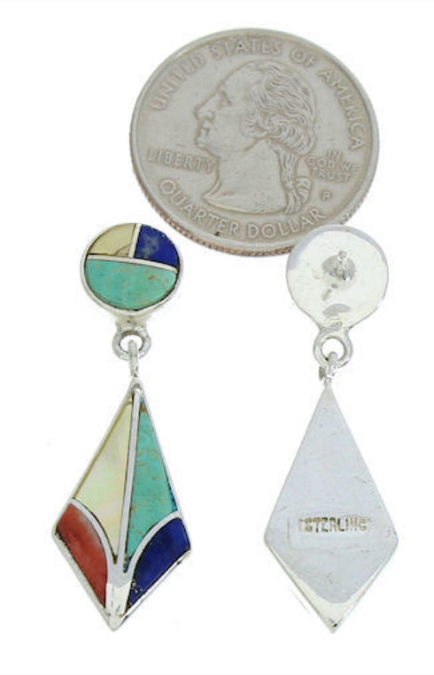 Multicolor Inlay Jewelry Southwest Post Dangle Earrings BW74272