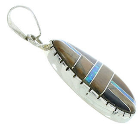 Sterling Silver Southwest Multicolor Inlay Slide Pendant BW74238