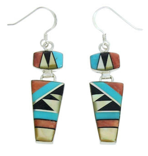 Southwest Multicolor Inlay Hook Dangle Jewelry Earrings BW74242