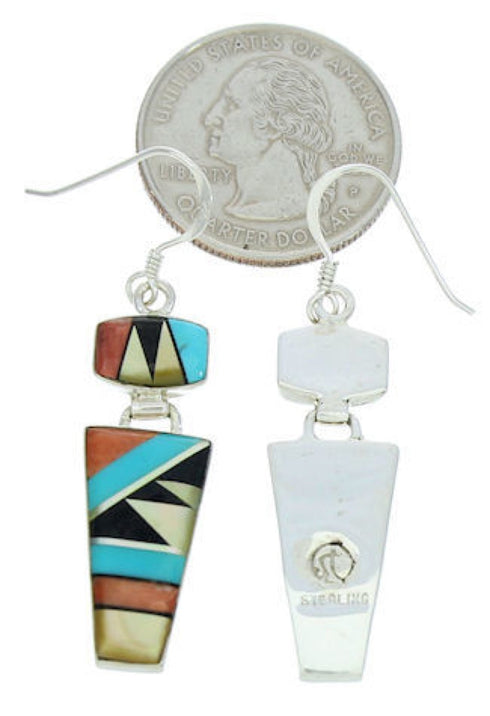 Southwest Multicolor Inlay Hook Dangle Jewelry Earrings BW74242