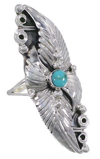 Southwest Sterling Silver Turquoise Leaf Ring Size 7 UX31919
