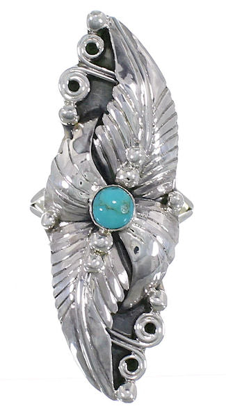Southwest Sterling Silver Turquoise Leaf Ring Size 7 UX31919