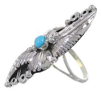 Sterling Silver Turquoise Jewelry Scalloped Leaf Ring Size 6 UX31926