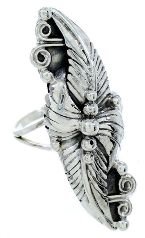 Southwest Sterling Silver Scalloped Leaf Ring Size 6-3/4 FX93646