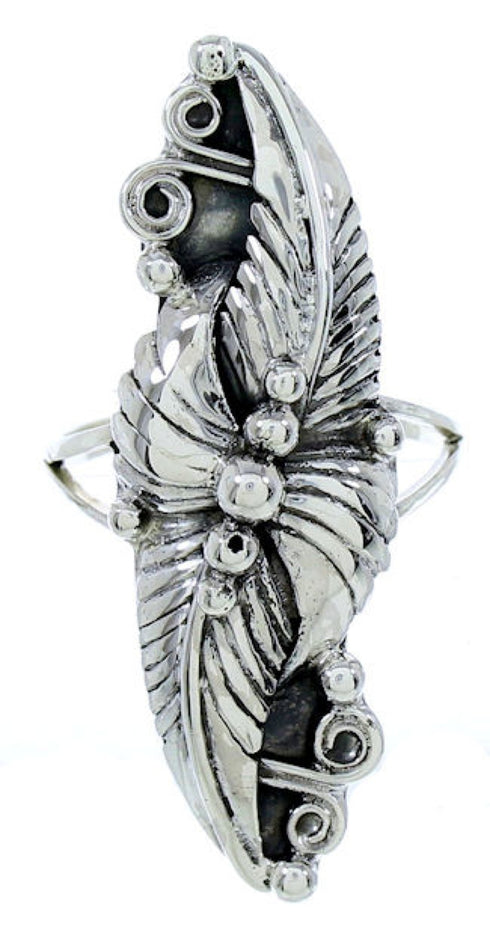 Sterling Silver Jewelry Scalloped Leaf Ring Size 8-1/2 UX32011
