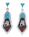 Multicolor And Silver Native American Village Design Earrings EX31667