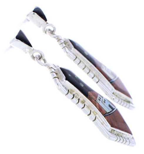 Native American Pueblo Design Multicolor Inlay Earrings EX31668