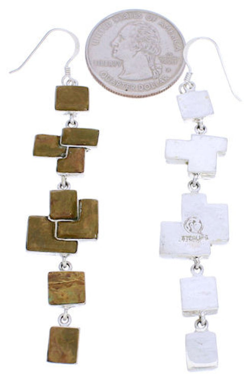 Turquoise Inlay Hook Dangle Earrings Southwest Jewelry EX24439