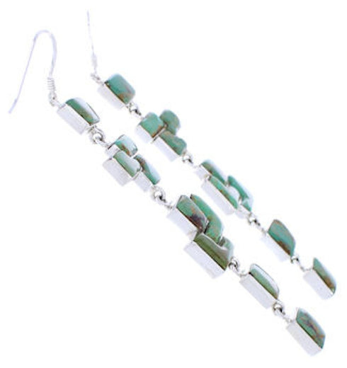 Turquoise Inlay And Sterling Silver Hook Dangle Earrings EX24442