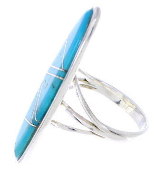 Sterling Silver Inlay Turquoise Southwest Ring Size 6-1/2 YX33703