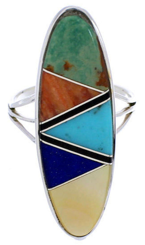 Southwest Multicolor Silver Ring Size 5-1/2 YX33797