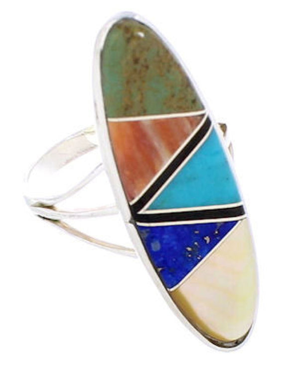 Southwest Genuine Silver Multicolor Jewelry Ring Size 8-3/4 YX33813