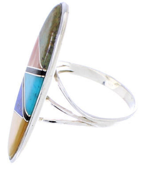Southwest Genuine Silver Multicolor Jewelry Ring Size 8-3/4 YX33813