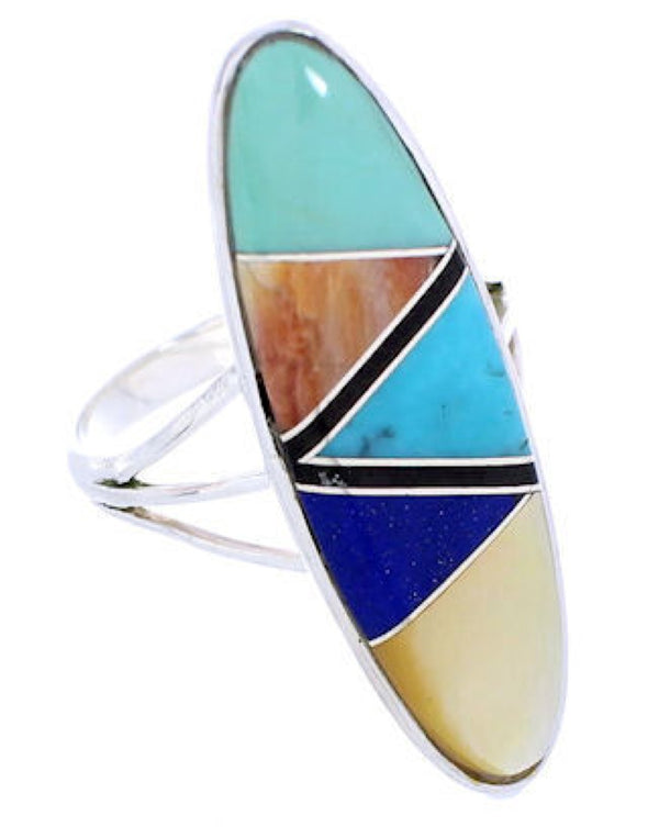 Genuine Silver Southwest Multicolor Jewelry Ring Size 5-1/2 YX33828