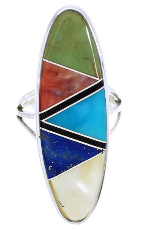 Multicolor Silver Jewelry Southwest Inlay Ring Size 4-3/4 YX33834