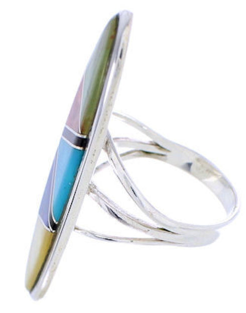 Multicolor Silver Jewelry Southwest Inlay Ring Size 4-3/4 YX33834