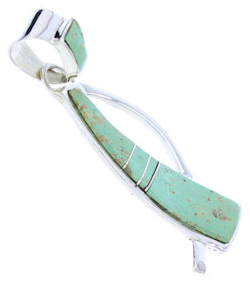 Turquoise Inlay Sterling Silver Slide Pendant Jewelry BW74521