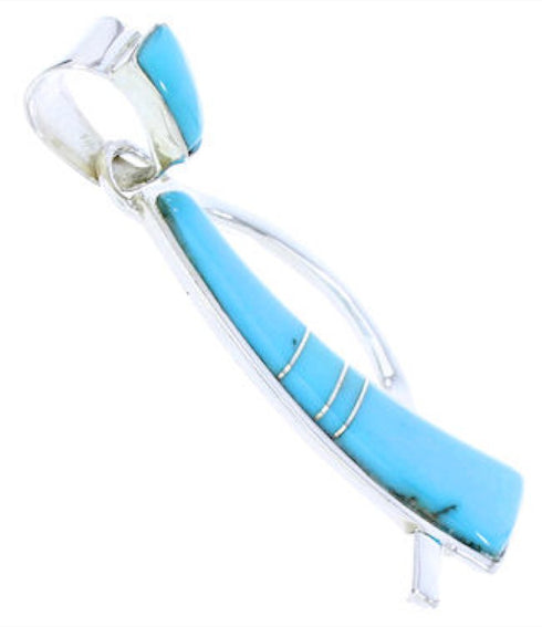 Genuine Sterling Silver Jewelry Turquoise Inlay Pendant BW74523