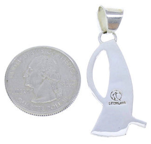 Turquoise Inlay Southwestern Sterling Silver Pendant BW74524