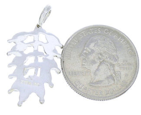 Turquoise And Sterling Silver Leaf Southwestern Pendant BW74530