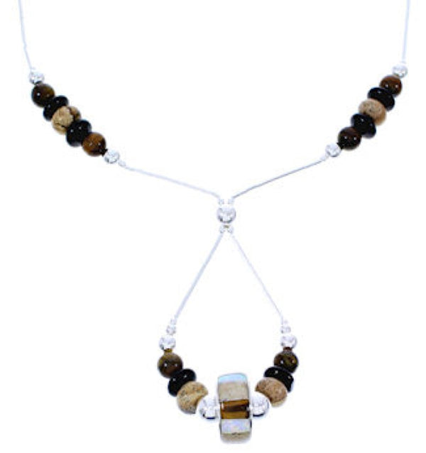 Multicolor Liquid Silver Bead Necklace GS74866