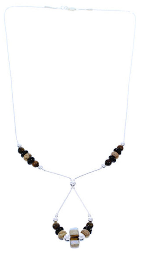 Multicolor Liquid Silver Bead Necklace GS74866