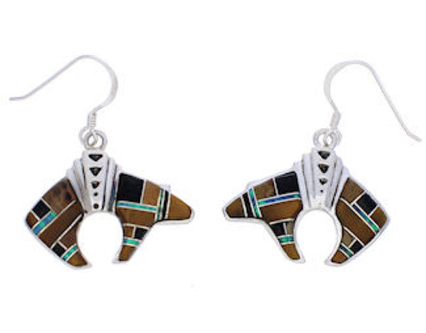 Multicolor Inlay Bear Sterling Silver Earrings GS74698