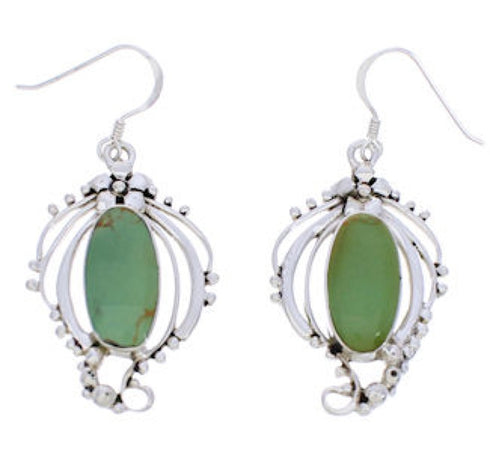 Southwest Turquoise Silver Hook Dangle Earrings BW74795