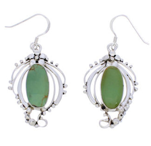 Southwest Turquoise Silver Hook Dangle Earrings BW74795