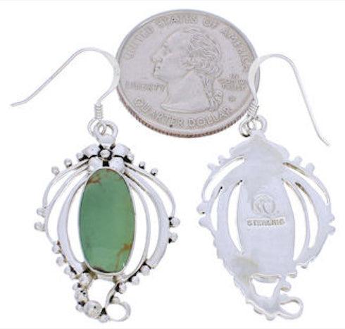 Southwest Turquoise Silver Hook Dangle Earrings BW74795