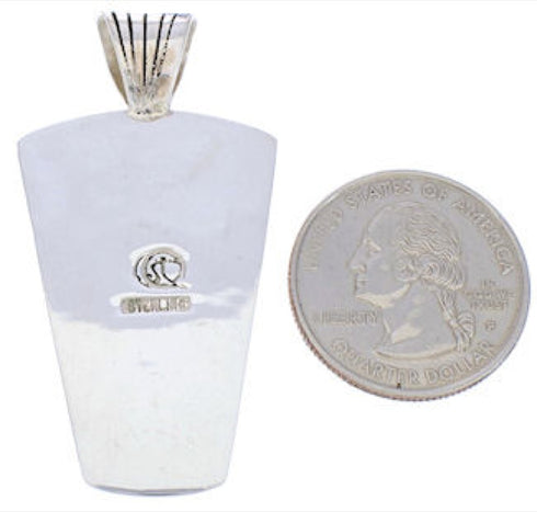 Jet Turquoise Inlay Sterling Silver Southwest Pendant MW75158