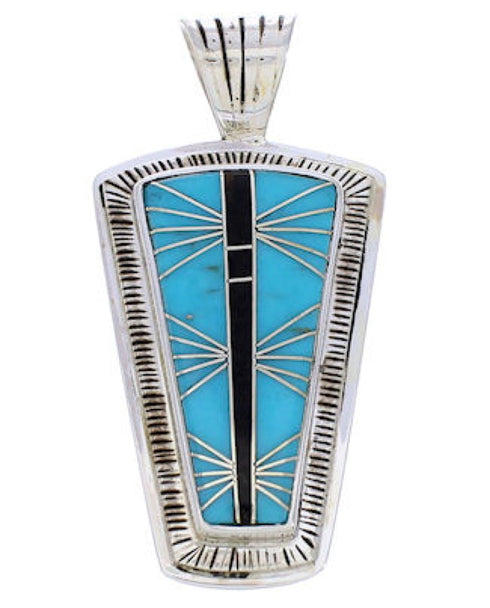Turquoise Jet Inlay Southwest Pendant MW75159