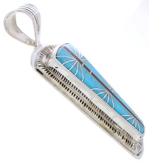Turquoise Jet Inlay Southwest Pendant MW75159
