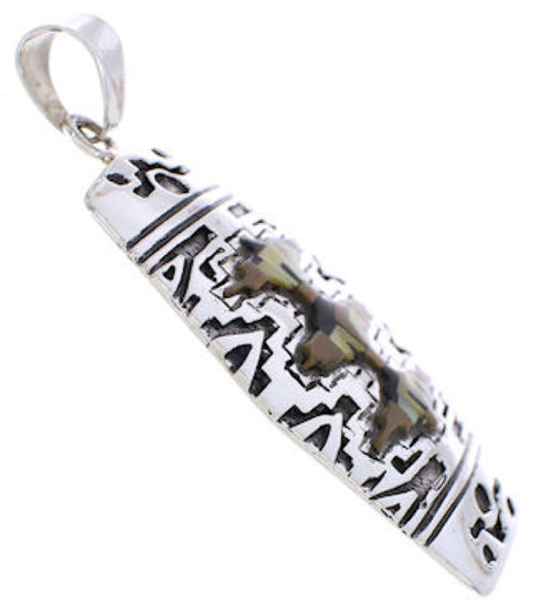 Multicolor Native American or Pueblo Design Silver Pendant MW75187