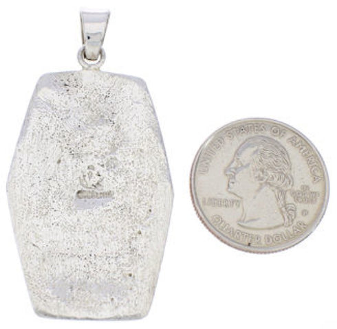 Multicolor Native American or Pueblo Design Silver Pendant MW75187