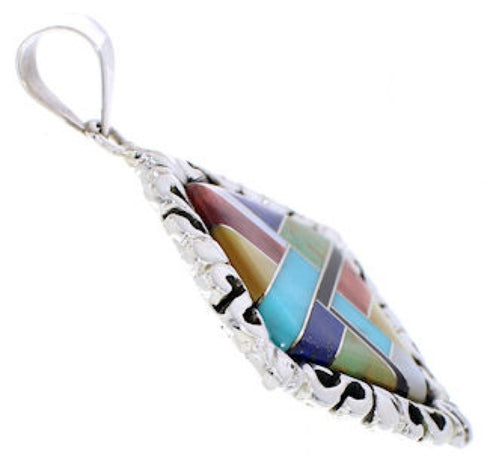 Southwest Silver Multicolor Inlay Pendant GS75186