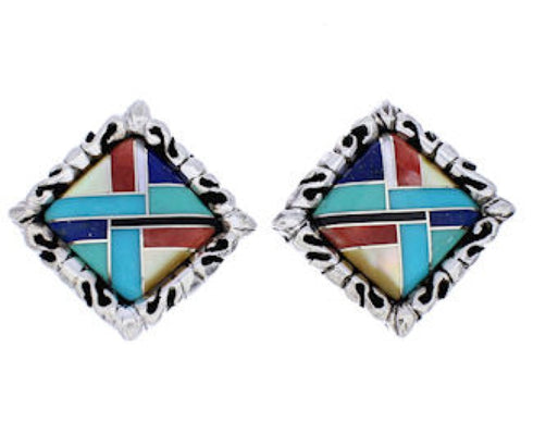 Multicolor And Sterling Silver Post Earrings GS75041