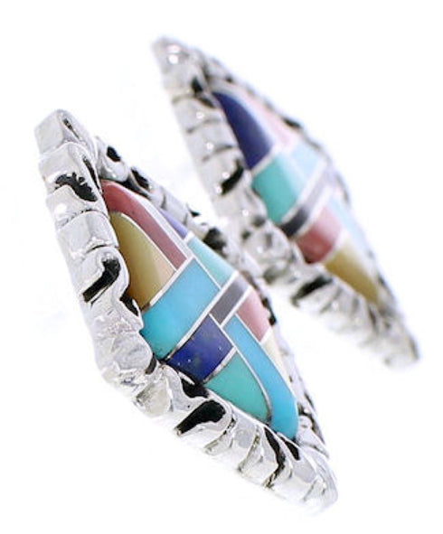 Multicolor And Sterling Silver Post Earrings GS75041