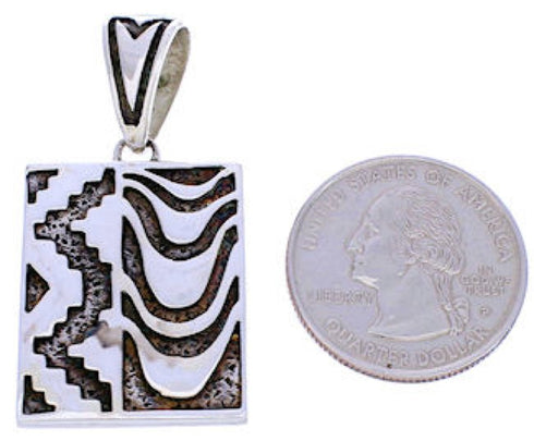 Turquoise Inlay Southwest Silver Jewelry Reversible Pendant MW75004