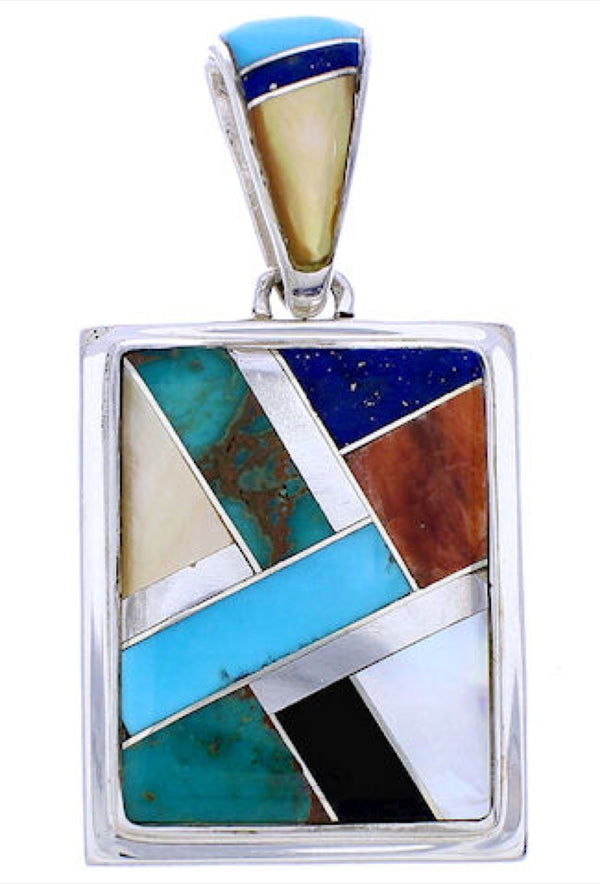 Southwestern Multicolor Sterling Silver Reversible Pendant MW74993