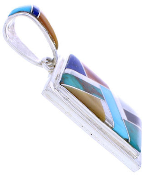 Southwestern Multicolor Sterling Silver Reversible Pendant MW74993